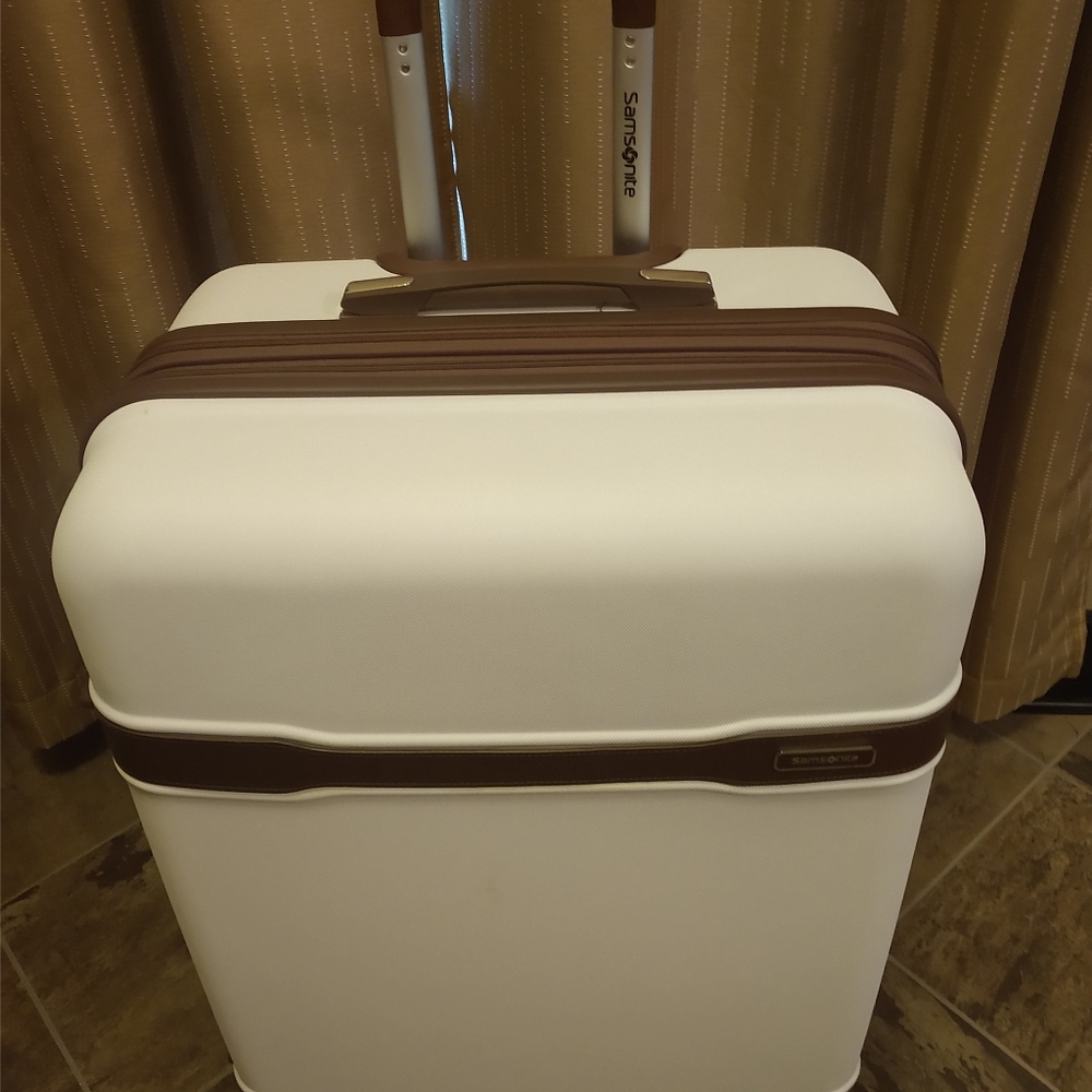 3 PC luggage white / brown trim